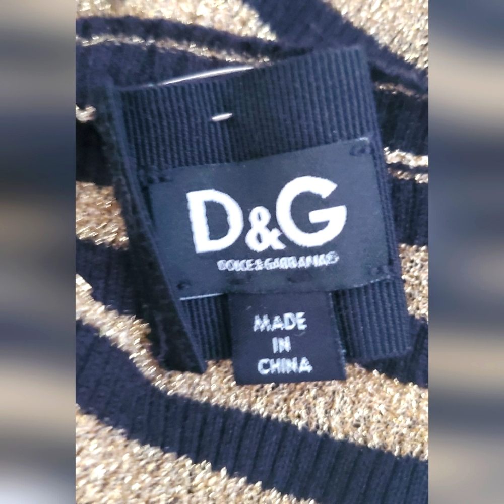 D&G dolce&gabbana- striped tank top gold metal / black - scoop neck - Picture 7 of 8